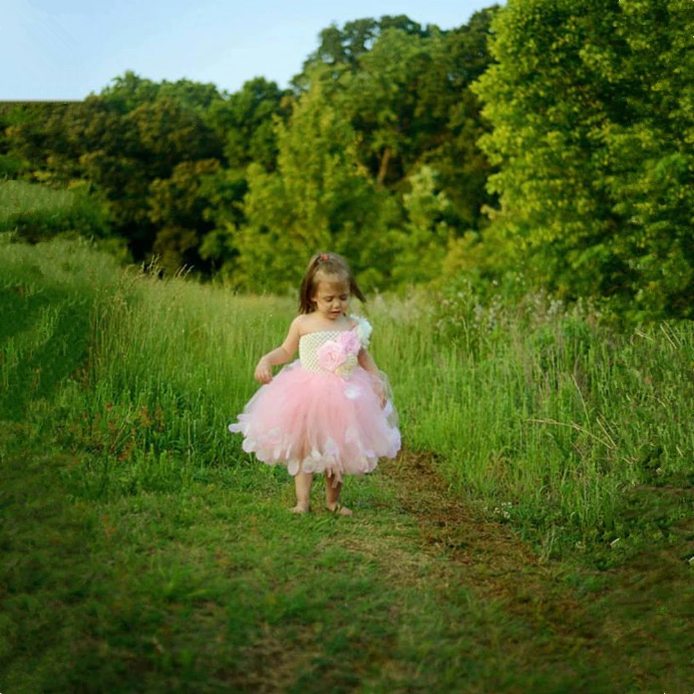 Розовое платье-пачка принцессы с цветами для девочек детские платья-пачки до