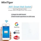 Умный сенсорный выключатель Minitiger, ЕСВеликобритания, Wi-Fi, с дистанционным светильник через приложение, настенный выключатель с прозрачной стеклянной панелью, работает с Alexa  Google Home
