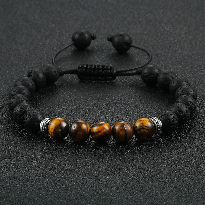 Браслет из лавового камня для мужчин и женщин классический регулируемый