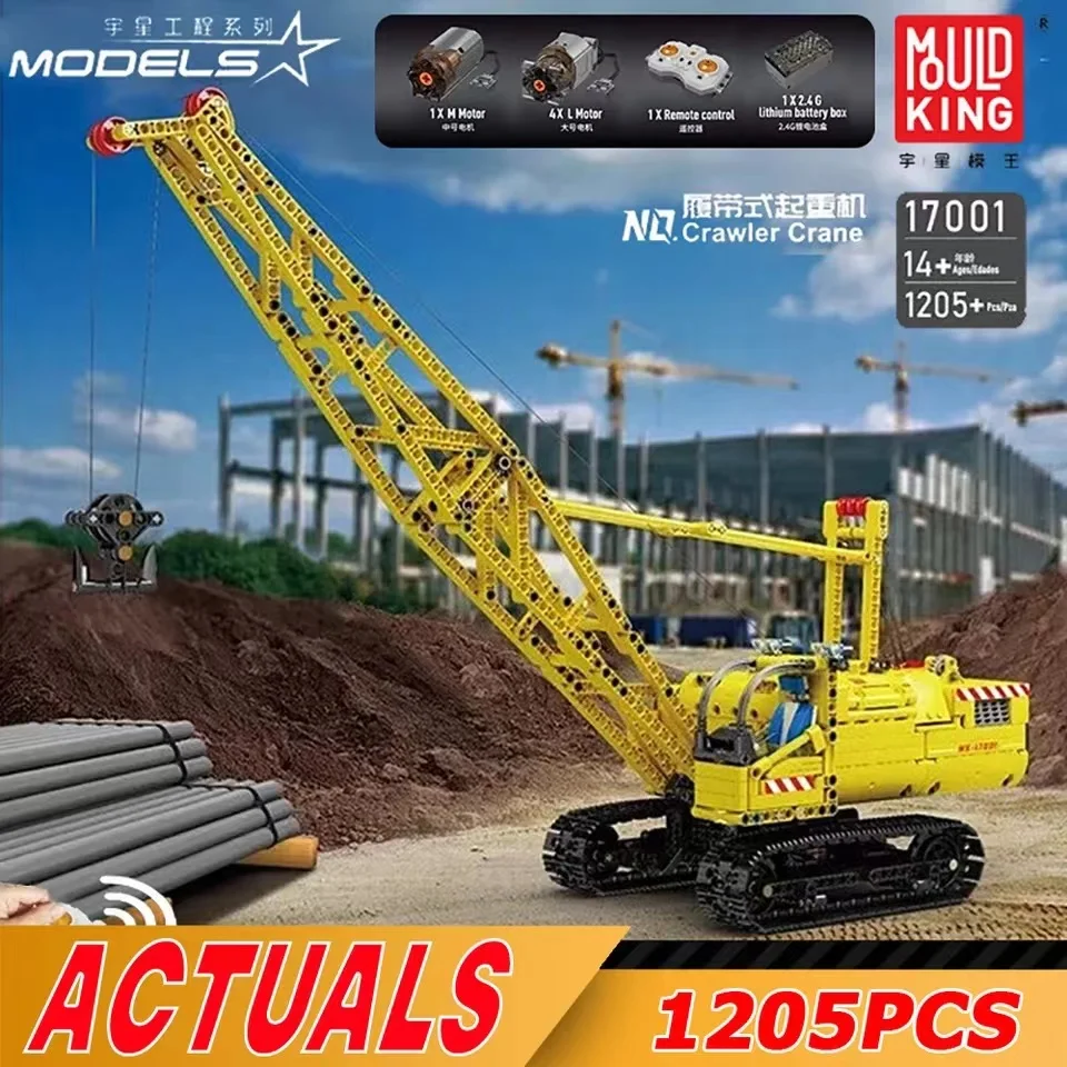 

Mould King 17001 High-Tech Car APP RC Motorized Crawler Crane Set Bricks MOC Engineering Vehicle Building Blocks Toys for Kids