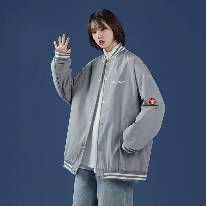 

2021 Jacket Female Spring and Autumn New Korean Version Of Loose Vintage Solid Student Ins Baseball Uniform Tide Woman Clothes