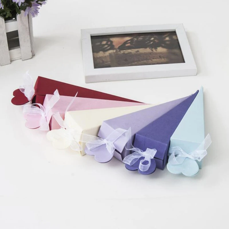 50pcs Cone Shape Candy Box Wedding Favor Gifts Case Baby Shower Paper Present Packaging | Дом и сад