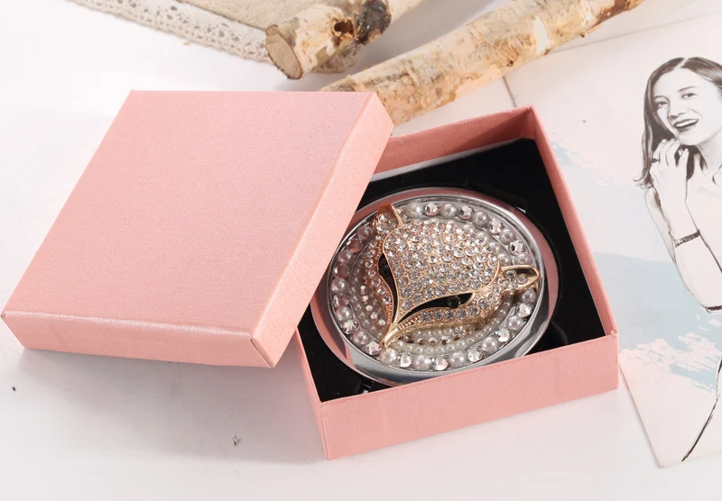 Бесплатная гравировка мини карманное косметическое зеркало для макияжа