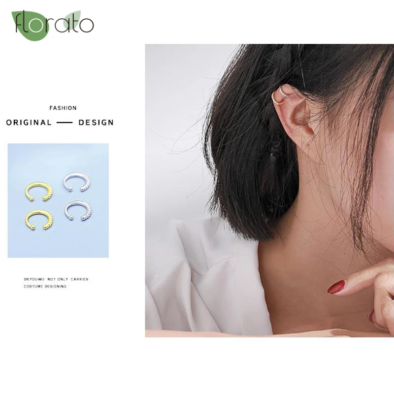 925 пробы серебряные манжеты для ушей женщин тонкие сверкающие прозрачный фианит