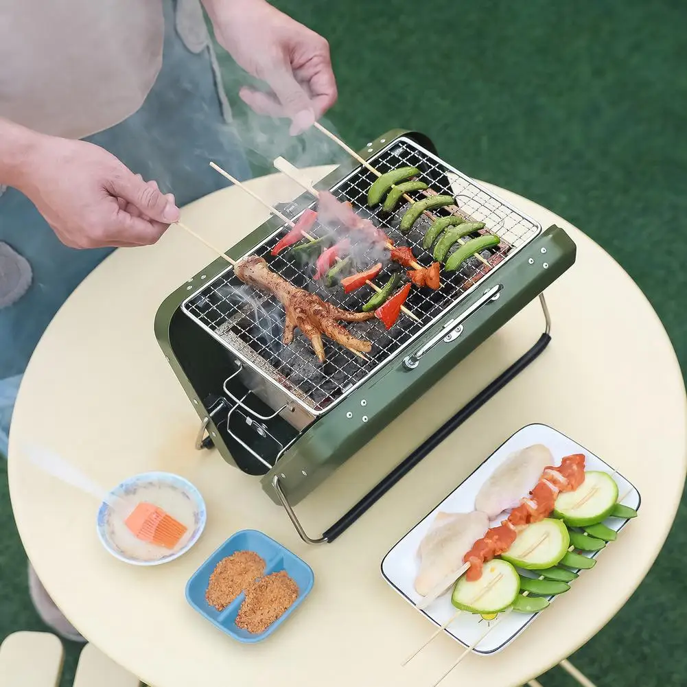 

Portable Camping BBQ Grill Foldable BBQ Suitcase Folding Barbecue Grill Outdoor Cooking Grill Outdoor Camping Picnic Accessories