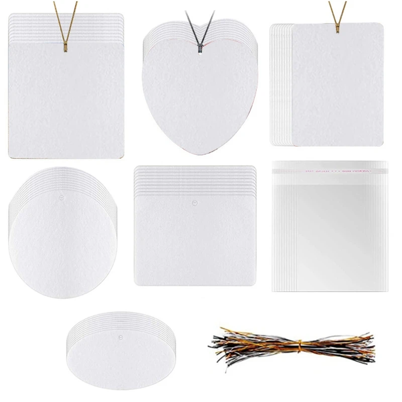

60 Pieces Hanging Scented Sheets Set Car Home Decorations for Inks Heat Press DIY Creative Air Freshener Blanks W0YA