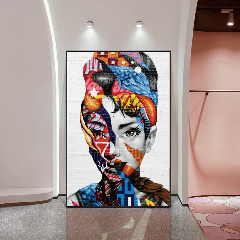 Уличный фон с изображением граффити на стене Художественная печать холсте