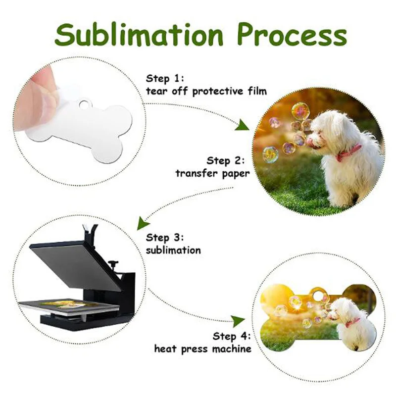 Both-sides Aluminum Sublimation Blank Pet Cat Tags Address Dog Heat Transfer Printing Id Name Collar Necklace Plates | Дом и сад