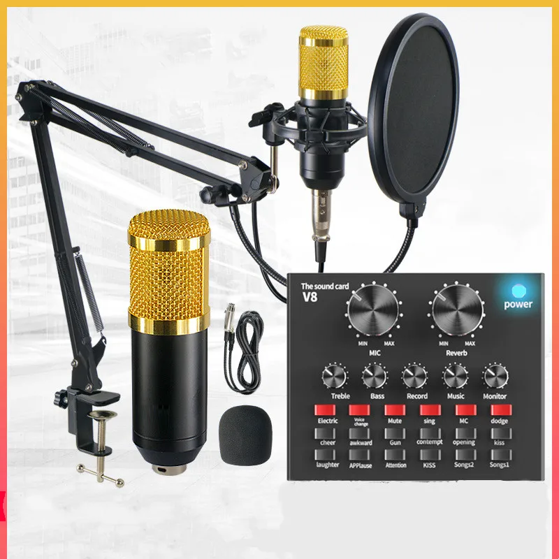 

professional bm 800 V8 Sound Card set studio bm800 condenser recording microphone