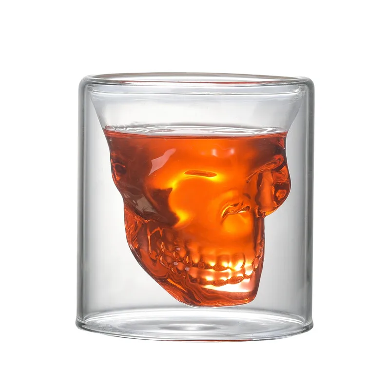 Бесплатная доставка 4 шт./компл. кружка с двойным дном черепом стакан для виски