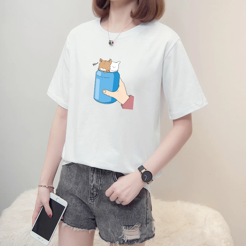 

Fashion Summer Cotton Short Sleeve T-shirt Women's Fashion Summer Loose Korean Slim Women's Student Short Sleeve Top