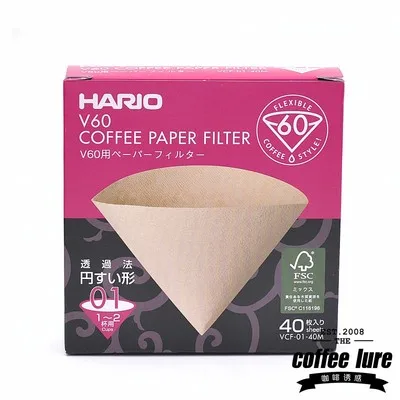 Фильтр Hario V60 для кофе 01 02 шт фильтры из натуральной бумаги эспрессо 4 чашки