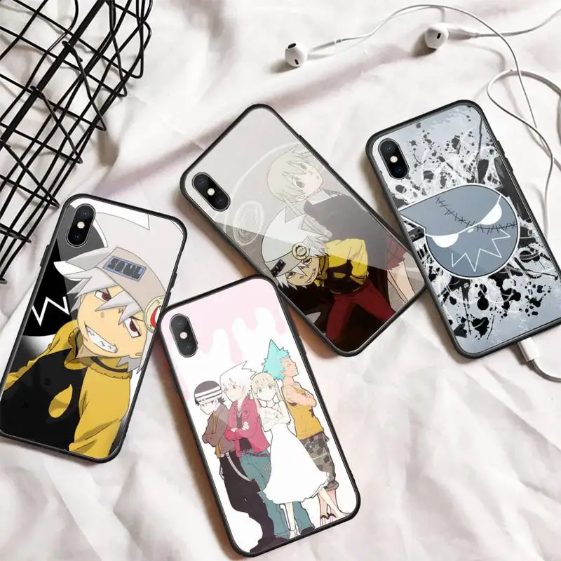 

Japan anime Soul Eater Phone Case Tempered glass For iphone 5C 6 6S 7 8 plus X XS XR 11 PRO MAX