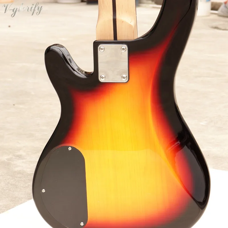 Хорошее качество 4 струнная электрическая бас гитара sunburst Цвет Полный липа тела Канада клен шеи пена чехол