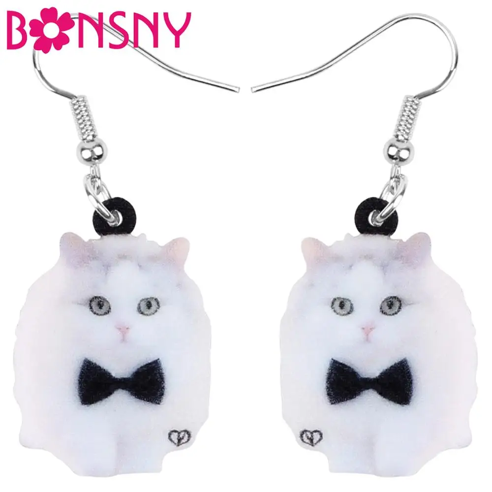 Bonsny акриловый бант Shih Tzu кошка ювелирные изделия животные для женщин девушек