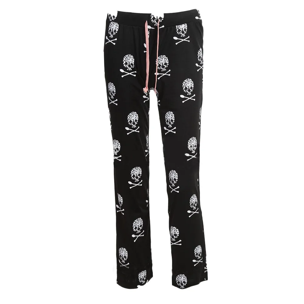 

30H Leggings Women Lady Causal Oversized Legging Daily Mid Waist Skull Print Fitness Wide Calf Length Leg Pants Leggins Mujer