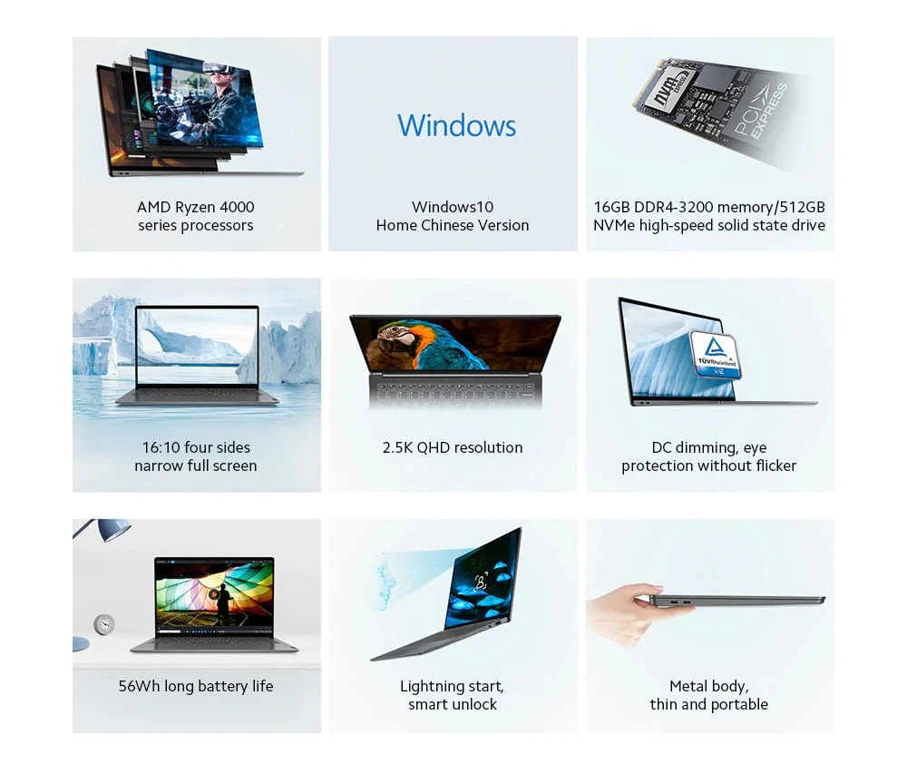 Lenovo Xiaoxin Pro 13 Ultrabook - AMD Ryzen 7, 16GB RAM, 512GB SSD, 13.3