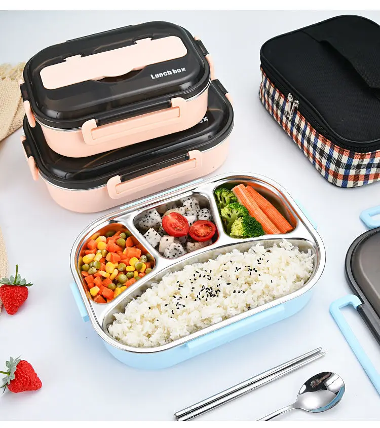 Микроволновая печь 304 коробка для завтрака из нержавеющей стали Отсек Bento Box