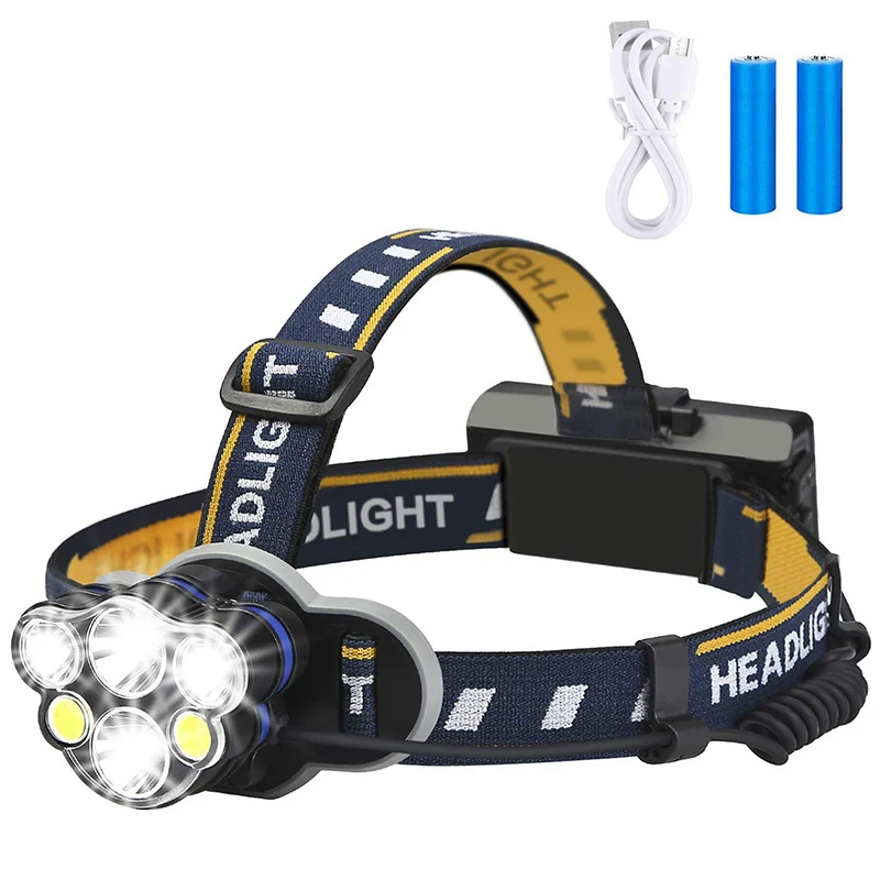 

Rechargeable Headlamp 6 LED 8 Modes Waterproof Flashlight Head Lights for Camping Outdoor #3