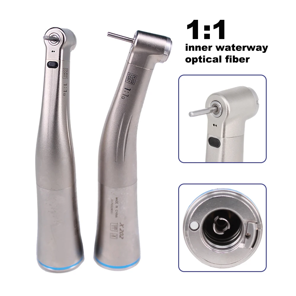 

1:1 Dental Handpiece with Optical Fiber Curved Inner Waterway Low-speed Needle Turbine B2/M4 Air/electric Motor Dentist Tools