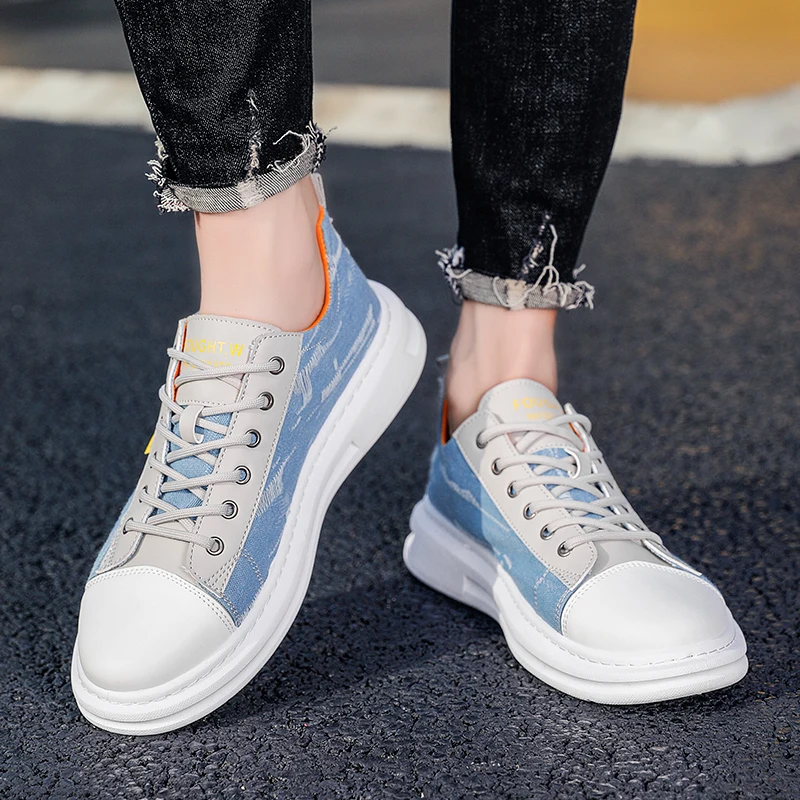 Кеды мужские из денима вулканизированной подошва дышащие повседневная