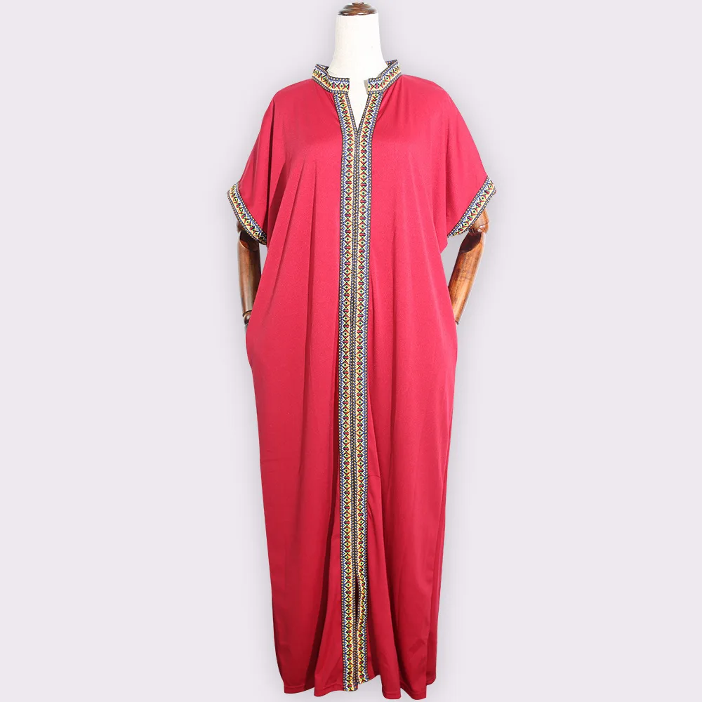 

African Design Embroidery Dashiki Dress Short Sleeve Summer Muslim Bazin Maxi Robe Gowns Broder Riche Sexy Loose Traditional