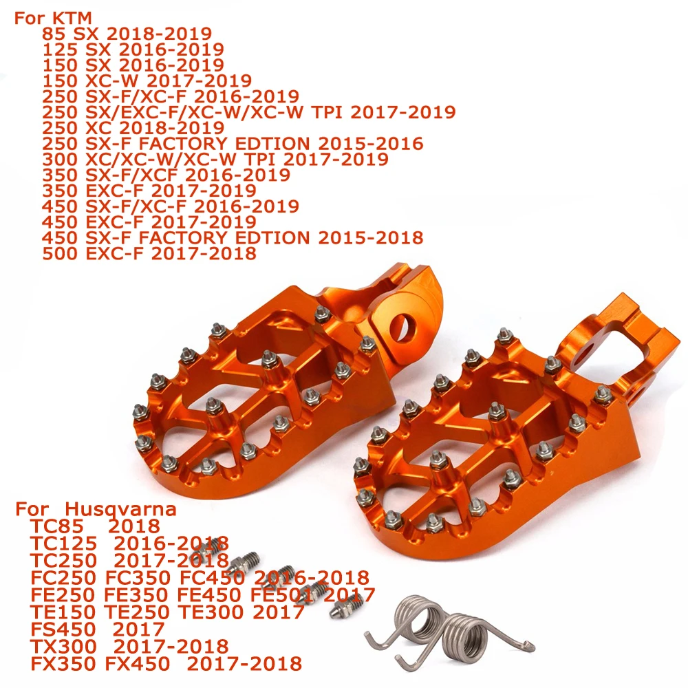 2016 orange Подставки для ног Подножки для Husqvarna TC FC TC65 TC85 TC125 FC 250 350 450 эндуро супер мото 701 FS450 - Цвет: 2016 orange