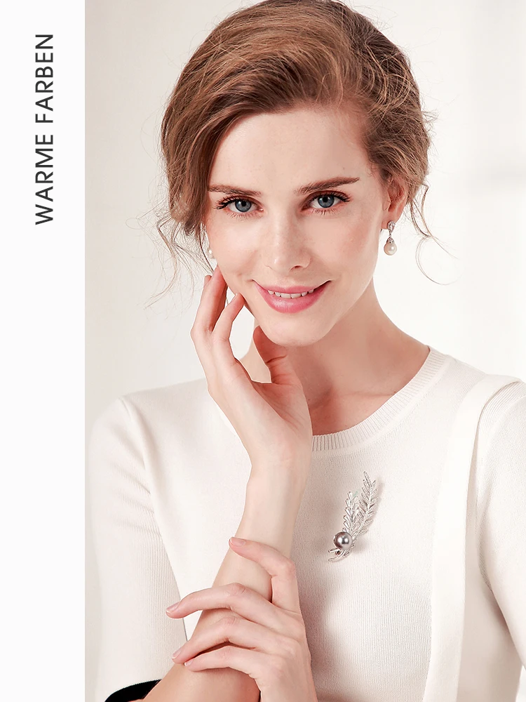 Warme Farben 925 Серебряные женские серьги сделанные с кристаллами Swarovski элегантные жемчужные висячие серьги Модные ювелирные изделия Свадебные серьги