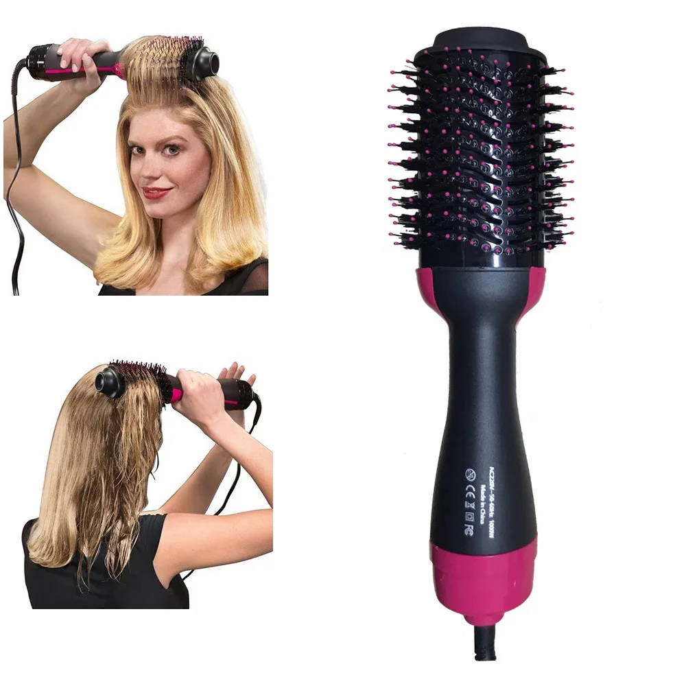 

Professional 2 In 1 Hair Dryer Hot Air Brush 4 Gears Hair Straightener Comb Curling Brush Roller Electric Ion Blow Dryer Tool