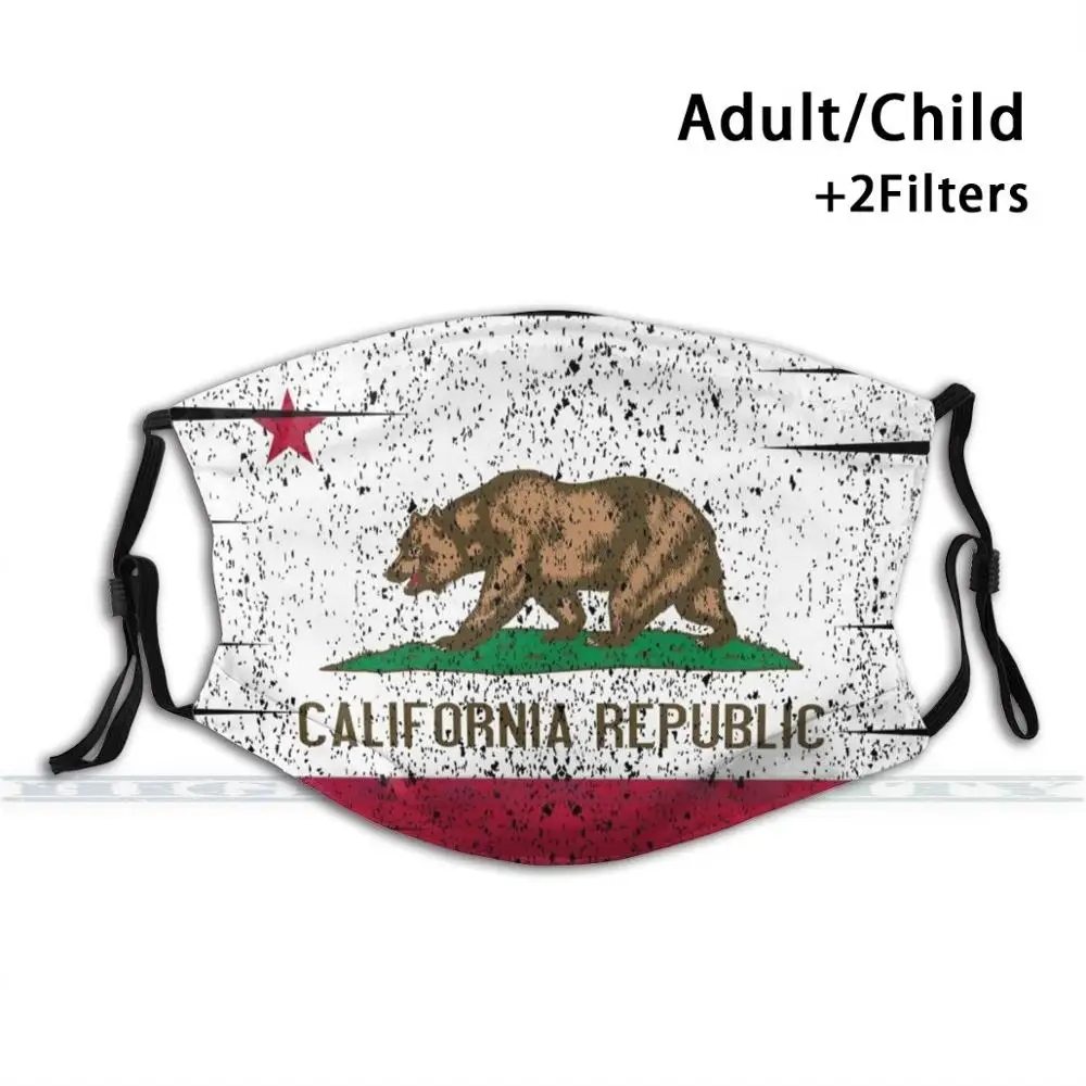 

California Us State Face Mask 3d Print Reusable Mouth Mask Washable Filter Anti Dust Face Mask Fashion Mask Face