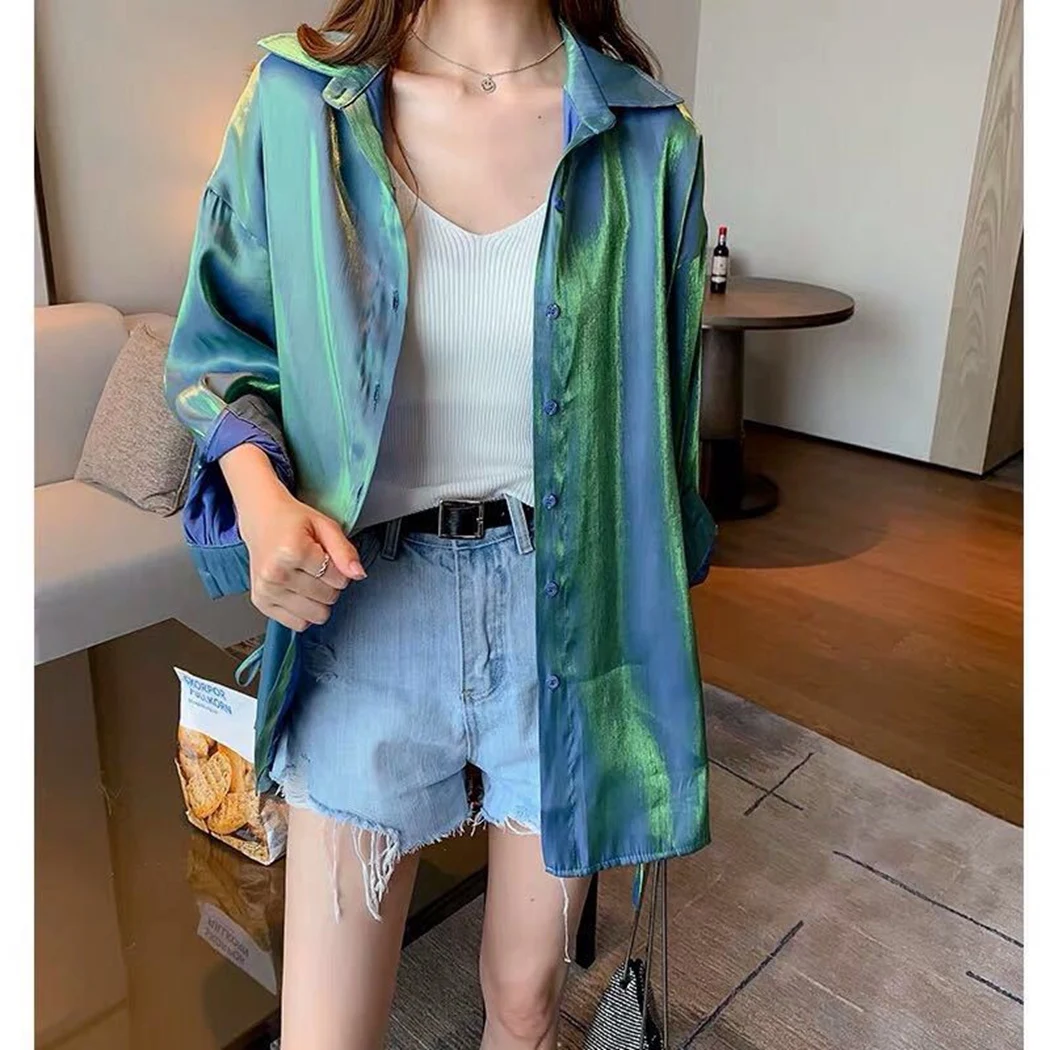 2019 новые модные блестящие винтажные блузки женские дизайнерские свободные