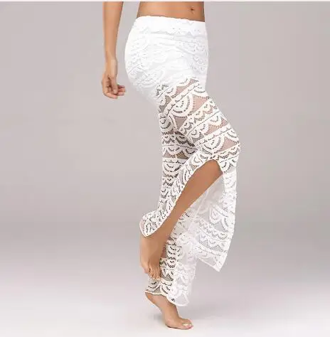 Высококачественные кружевные брюки, модные сексуальные женские брюки с разрезом на промежности, прозрачные кружевные брюки от AliExpress WW