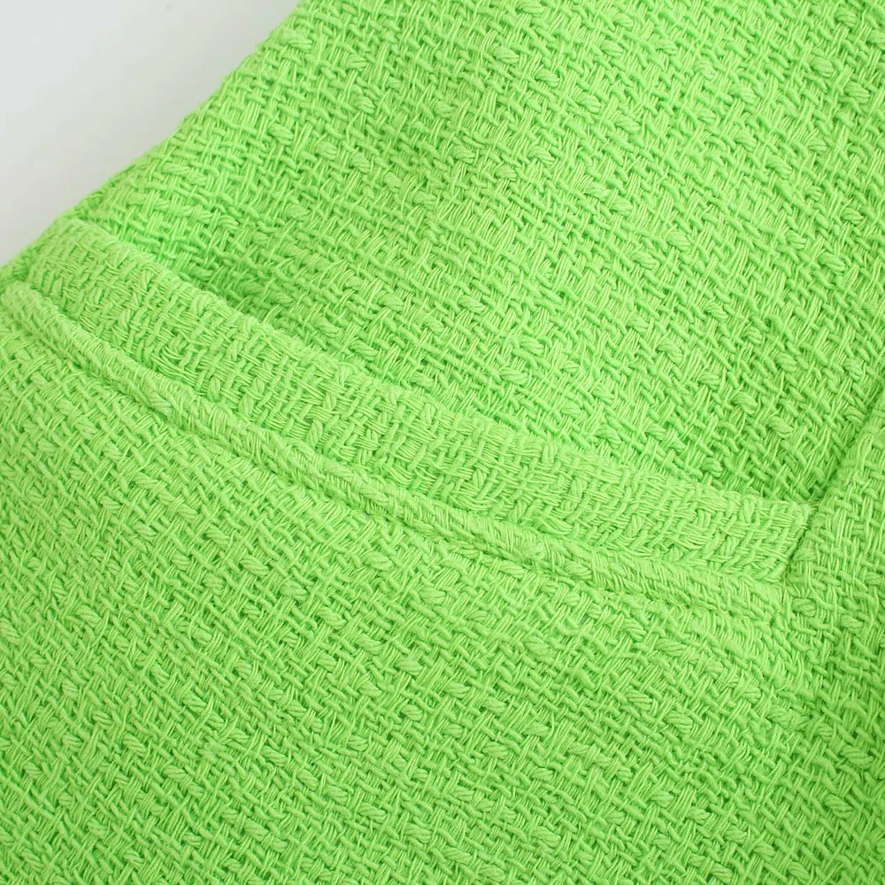 

2021ZA European and American solid color new summer women's texture short casual button texture casual shorts