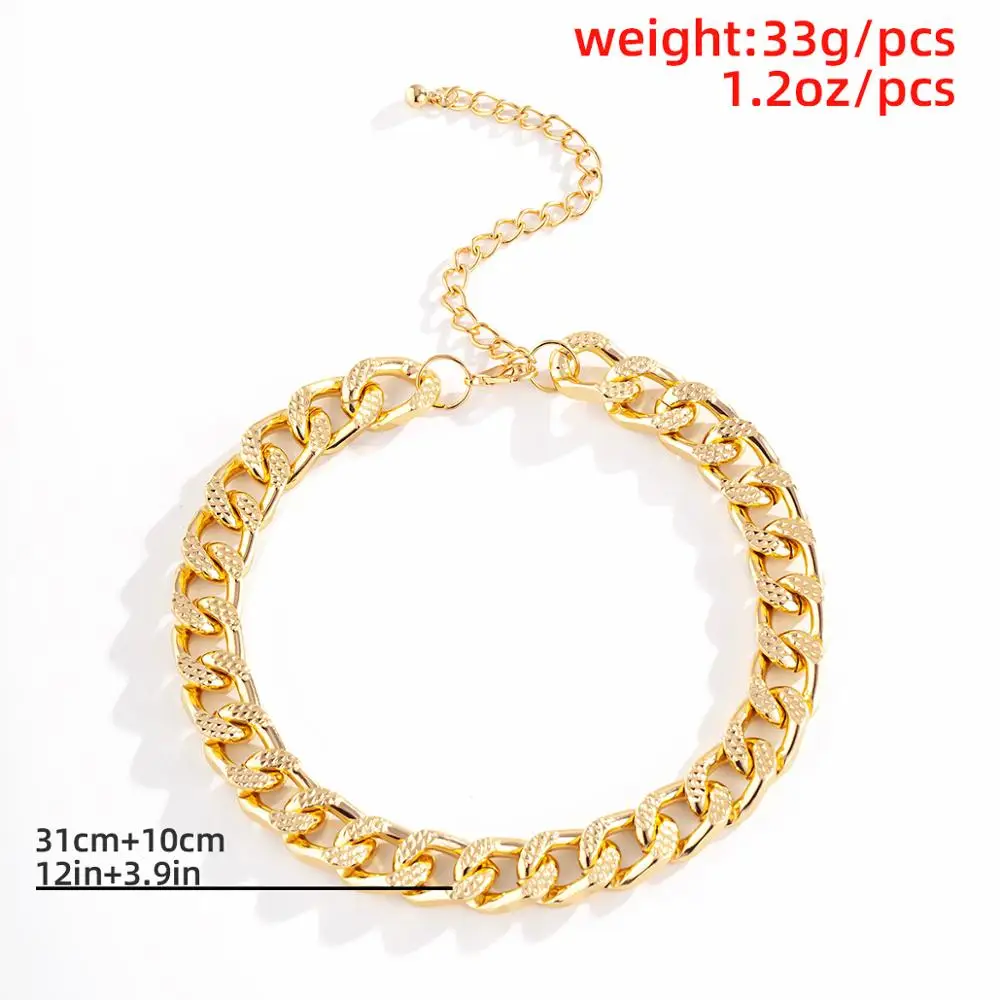 

Salircon Punk Minimalist Thick Choker Necklace for Women Men Simple Gold Color Short Link Chain Necklace Jewelry Gift 2021 Trend