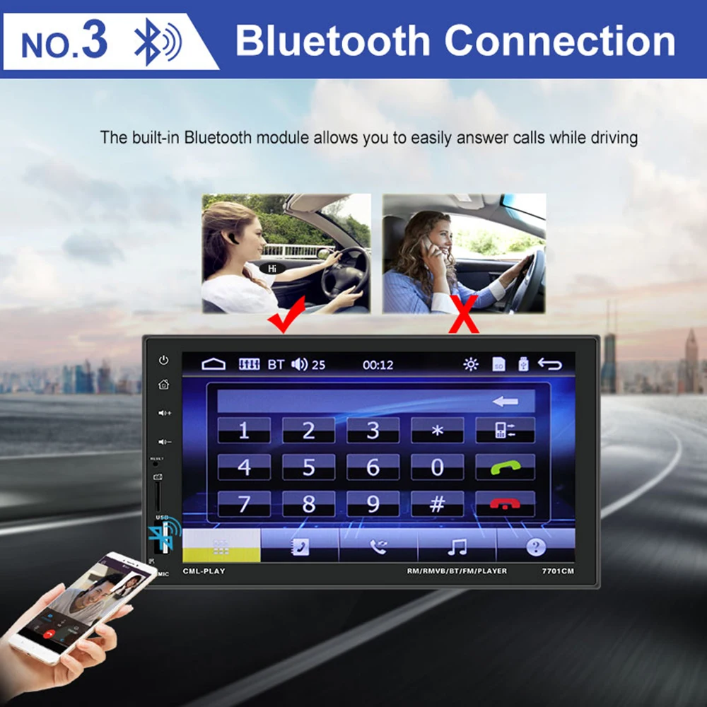 Авторадио 2 din Автомобильный мультимедийный видео плеер " Авто Стерео Bluetooth MP5 2Din сенсорный экран цифровой дисплей USB SD FM камера