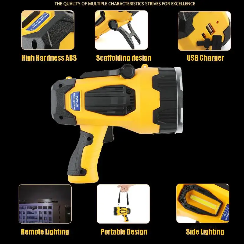 

12000mAh LED Multifunctional Outdoor Spotlight Flashlight Torche USB Portable Waterproof Rechargeable LED Emergency Light