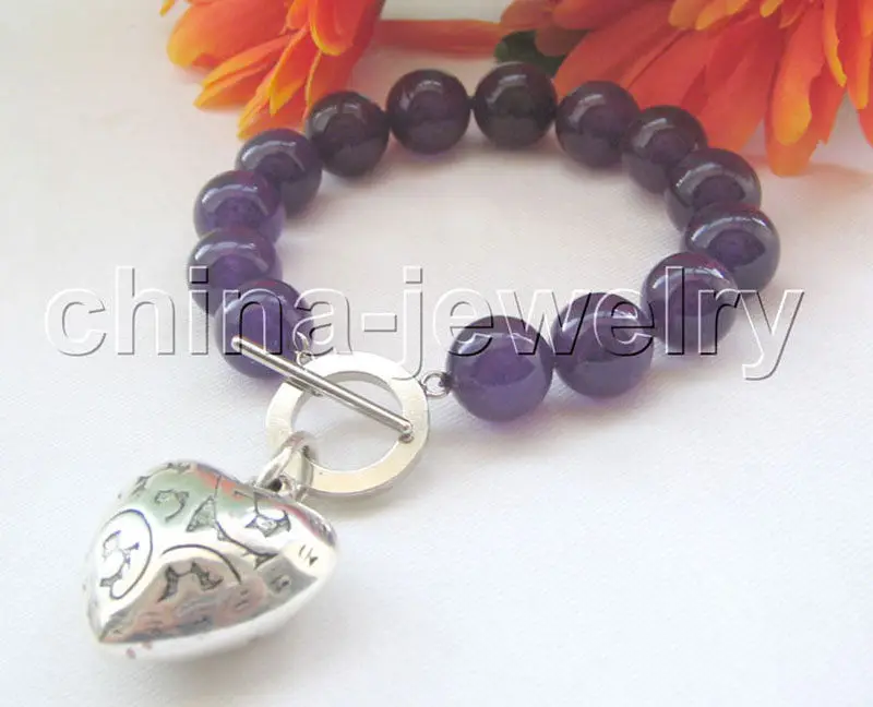 Красивый 8 &quot12 мм натуральный круглый аметист браслет с цветными камнями gp