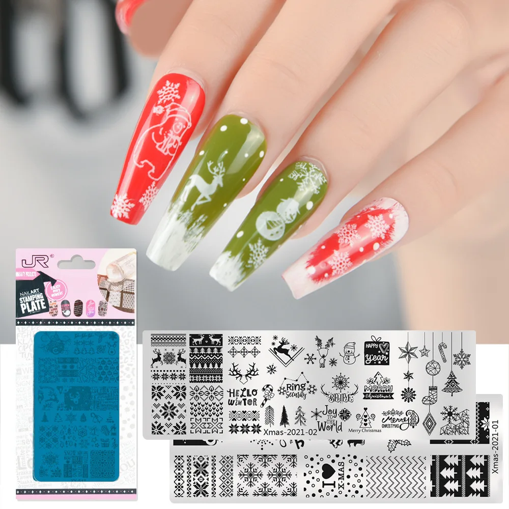 

Christmas Nail Design Nail Stamping Plates for Manicure Snowflake Elk Image Stamp Templates New Year Stencils Painting Tools