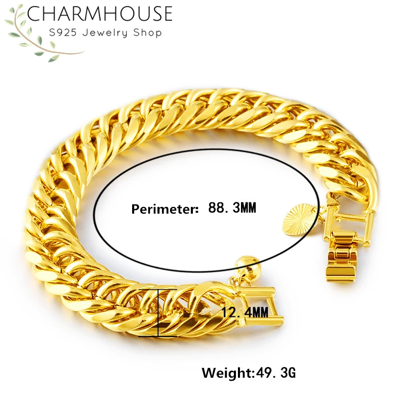 Браслет-цепочка из чистого золота для мужчин и женщин свадебное Ювелирное