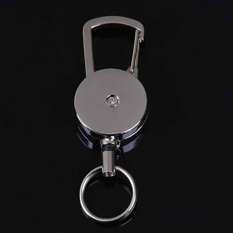 

1pcs Retractable Pull Key Ring Chain Belt Clip with Carabiner Reel Card Badge Holder Recoil Extends To 50cm
