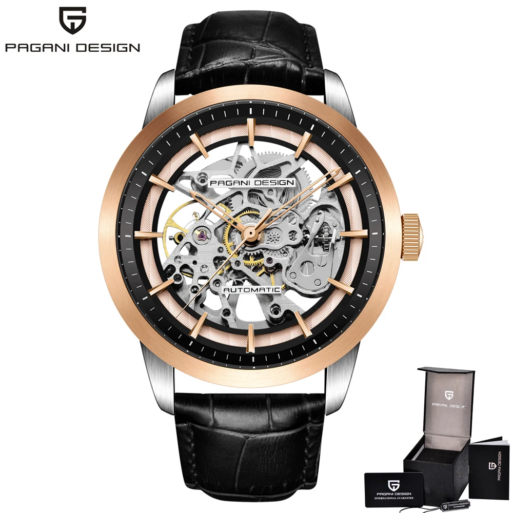

Automatic Watch for Men Waterproof Mens Businesss Watches Pagani Design Rose Gold Skeleton Mechanical Wristwatch Man Male Clock