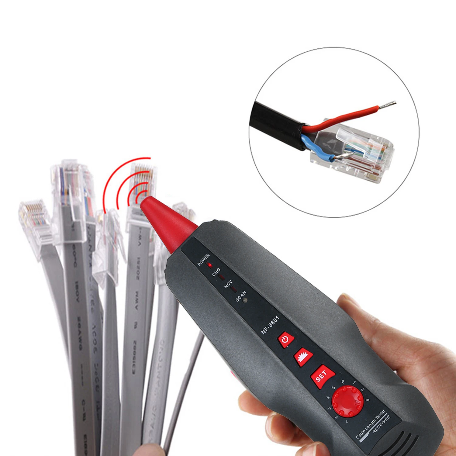 Тестер сетевого кабеля с ЖК дисплеем проводной трекер RJ11 RJ45 BNC видоискатель длины
