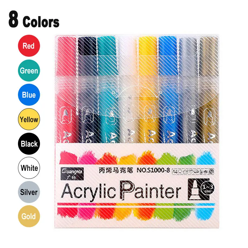 Набор художественных маркеров для рисования акриловыми красками 4/8/12 цветов |