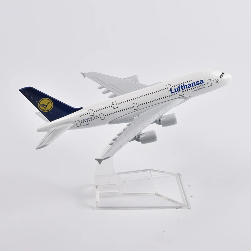 JASON TUTU-modelo de avi&oacute;n Lufthansa Airbus A380, 16cm, Metal fundido a presi&oacute;n, escala 1/400, colecci&oacute;n de regalos-3