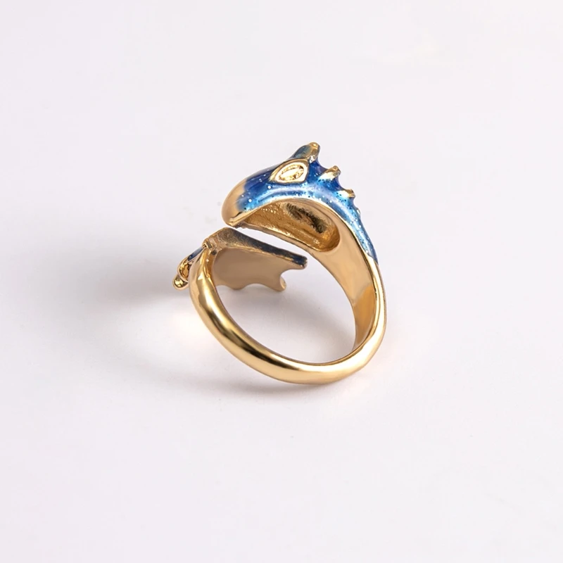 

Dragon Ring Lucky Finger Adjustable Open Enamel Glaze Tarnish Resistant Triceratops Pet Rings Gifts For Women and Girls
