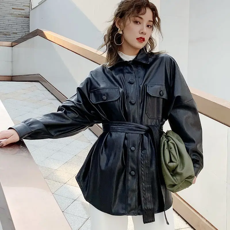 LANMREM 2020 женская кожаная куртка средней длины винно красного цвета на осень новая