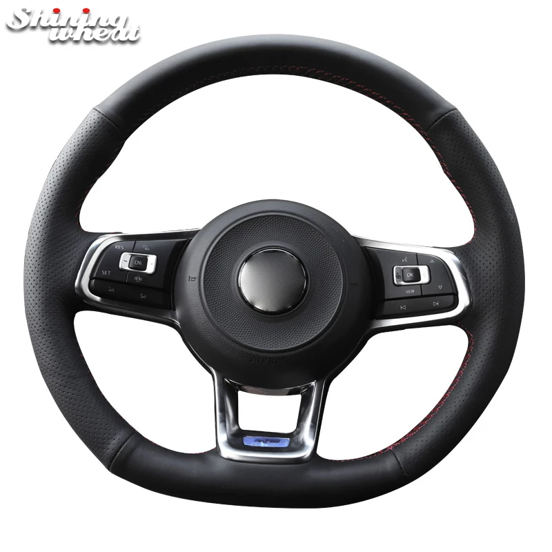 

Black Artificial Leather Car Steering Wheel Cover for Volkswagen VW GTI Polo Golf 7 GTI Tiguan Allspace (R-Line)