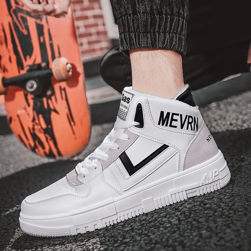 Мужские зимние высокие кроссовки CYYTL с мехом трендовая кожаная обувь для