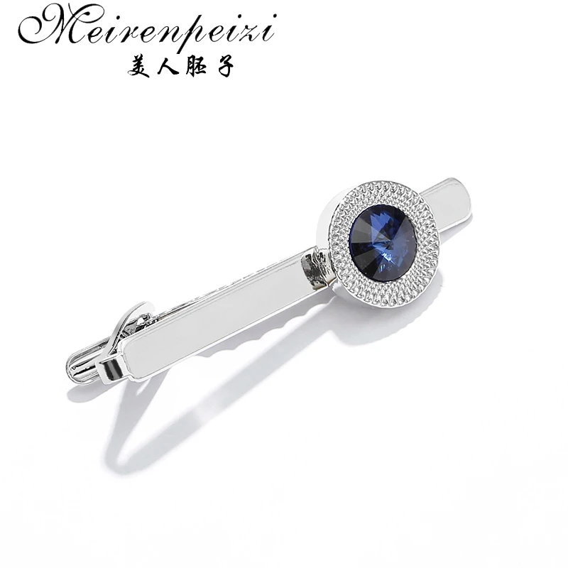 Meirenpeizi, 1 шт., мужской металлический зажим для галстука, модный серебристый простой галстук, булавка для галстука, зажим для галстука с кристаллами, булавка для галстука для мужчин s