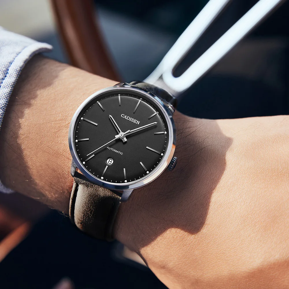 

CADISEN Luxury Automatic Watch Men Mechanical Wristwatch 50M Waterproof Sapphire MIYOTA 8215 Movement Date Genuine Leather Watch